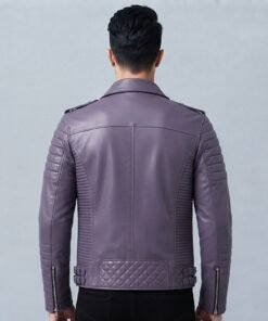 Purple Leather Moto Jacket for Men & Women