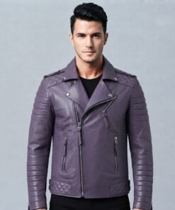 Purple Leather Moto Jacket for Men & Women
