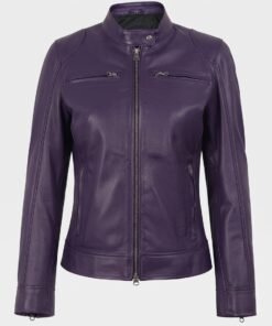 Purple Leather Moto Jacket