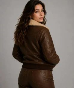 Women’s Brown Leather Jacket | Shearling Aviator Bomber