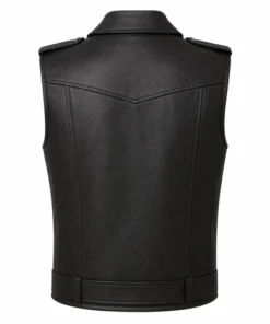 Men's Black Leather Biker Vest