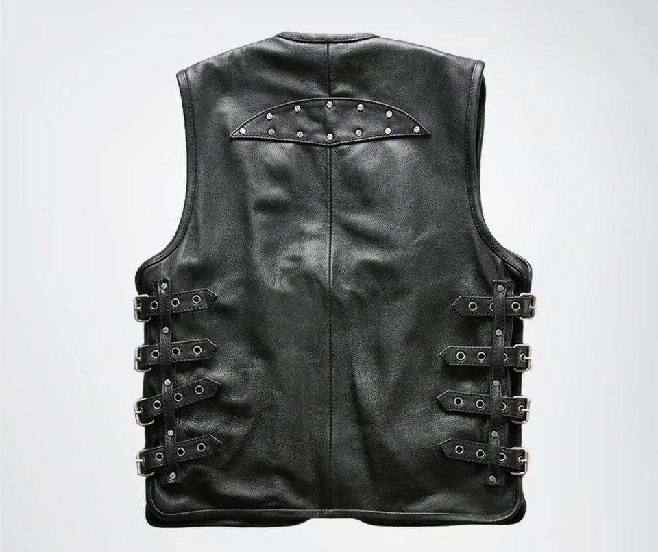 Men's Black Genuine Leather Biker Vest Men's Black Genuine Leather Biker Vest